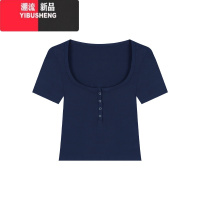 YIBUSHENG性感辣妹短款紧身露脐短袖T恤女季修身小众显瘦百搭小个子上衣