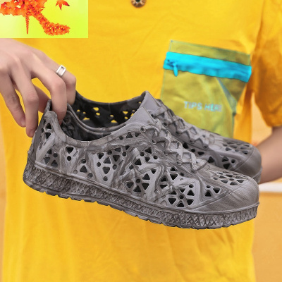 男夏季洞洞鞋沙滩鞋海边时尚防滑软底可下水原宿拖鞋居家拖鞋ins简畅