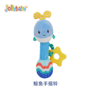 jollybaby宝宝安抚手摇铃玩具0-1岁婴儿益智抓握训练牙胶鲸鱼1663