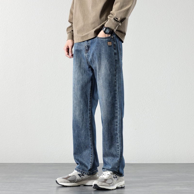 直筒牛仔裤男款蓝色宽松阔腿休闲裤子2026春秋款流行百搭