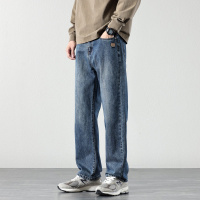 直筒牛仔裤男款蓝色宽松阔腿休闲裤子2026春秋款流行百搭