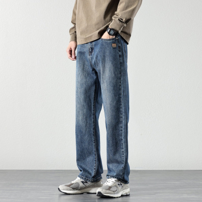 直筒牛仔裤男款蓝色宽松阔腿休闲裤子2026春秋款流行百搭