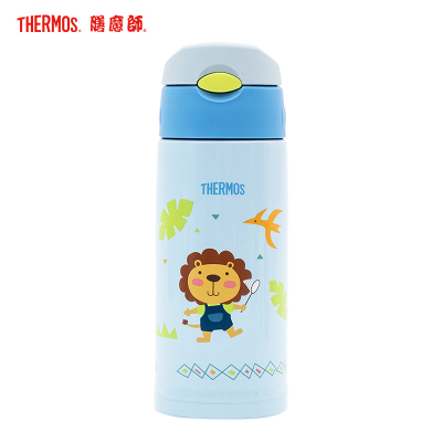 膳魔师（THERMOS）孕婴童保温杯FFG-603WF-BL儿童吸管杯带杯套双盖大容量水杯多功能保温壶600ML