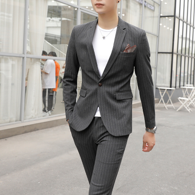 FNLNDO男士西服套装修身韩版商务休闲职业装结婚礼服两件套