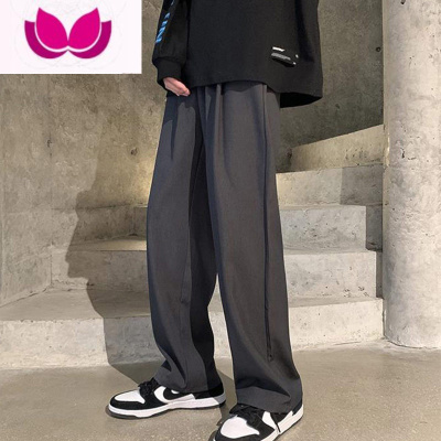 七斓日系慵懒坠感冰丝裤子男夏季薄款宽松直筒垂感西裤百搭休闲长裤潮