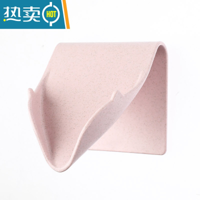 敬平免打孔沥水肥皂盒北欧创意壁挂式香皂盒家用卫生间浴室置物架 [升级不加价]创意立式皂托[小麦北欧粉]