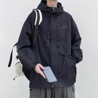 工装冲锋衣外套男秋冬季大码宽松潮牌连帽棉衣服痞帅