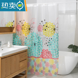 敬平防水浴帘浴室帘淋浴帘浴室窗帘白色花曼PEVA浴帘浴帘定制浴室隔断