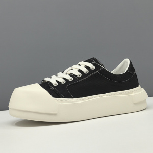 男生厚底黑色板鞋男款潮鞋欧洲站百搭男士牛仔布夏季透气休闲鞋男