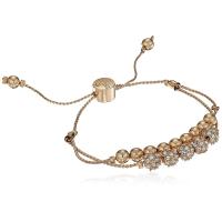 GUESS女款双排滑动手链金色光泽配水晶时尚优雅饰品