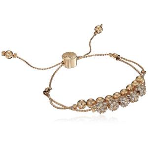 GUESS女款双排滑动手链金色光泽配水晶时尚优雅饰品 Gold