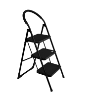 好企来 碳钢 3步圆扶手钢管梯 黑 BY—0056 1.2米/架