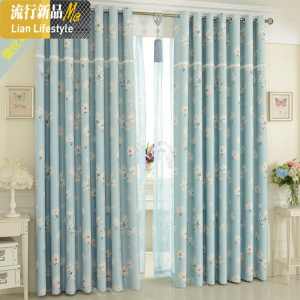 飘窗窗帘成品雏菊印花窗帘客厅高遮光窗帘布卧室韩式窗帘纱定制cl 三维工匠