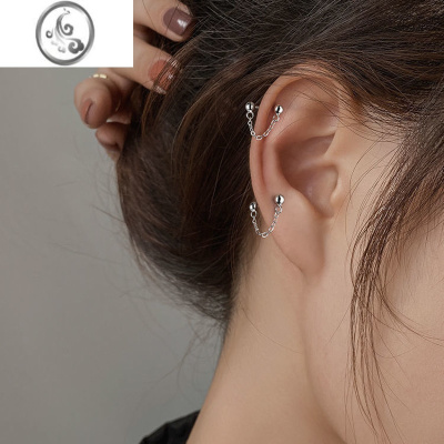 JiMi链条独特耳环个性耳钉女小众设计感耳骨钉耳饰高级螺丝拧扣免摘