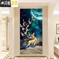 三维工匠2019年新款5D钻石画发财鹿竖版玄关点手工十字绣水晶满 异形钻、满钻[80*150cm]免费补钻、钻量多30