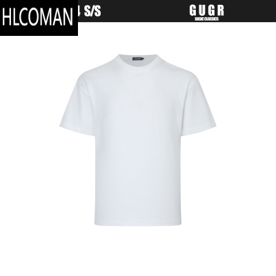 HLCOMANGUGR 250g 宽松圆领短袖男女纯色基础款百搭休闲半袖T恤