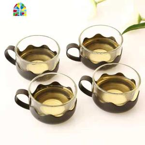 用泡茶壶玻璃可高温泡花茶壶过滤网冷水壶水杯套装 FENGHOU 四只莲花杯[150ML]凉水壶