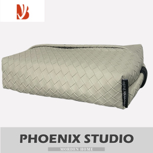 三维工匠编织皮质轻奢车载纸巾盒车内遮阳板挂式抽纸盒扶手箱座椅背纸巾袋 车载纸巾盒浅灰色