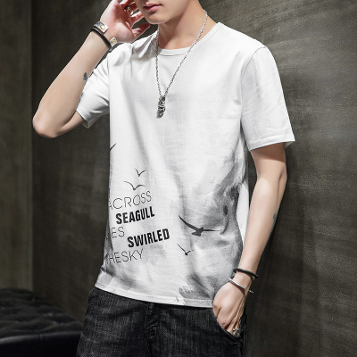 年新款夏季潮牌男T恤海鸥个性化短袖圆领纯棉上衣服T恤衫男装