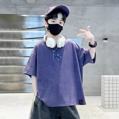 男童短袖T恤夏装2025新款儿童夏季半袖男童中大童夏款宽松上衣潮t