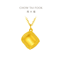 周大福 ING系列方形拉丝足金黄金项链(工费:460计价)F233092七夕礼物