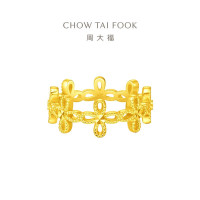 周大福520情人节礼物ING系列 四叶草足金黄金戒指(工费:460计价)F230200