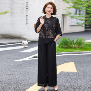 国风复古妈妈装40-60岁洋气简约中老年女装轻薄款中年衣服50岁女