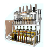 不锈钢厨房置物架调味料架用品刀架多层油盐酱醋收纳储物架省空间