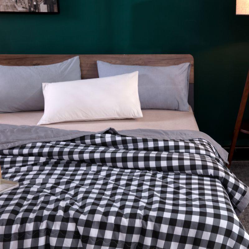 水洗棉夏季格子空调被1.2米床