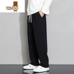 YANXU灰色运动裤子男士夏季薄款宽松直筒长裤男生百搭潮流休闲卫裤