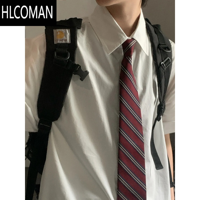 HLCOMANdk制服衬衫男短袖套装日系复古学院风jk男女学生班服宽松薄款衬衣