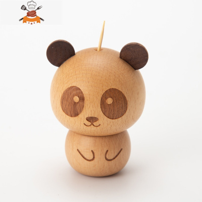 实木牙签盒牙签桶个性创意北欧ins家用牙签罐民宿酒店 摆件 敬平 熊猫牙签盒牙签筒