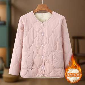 轻薄舒适妈妈装保暖外套棉衣女时尚简约中老年女装加绒加厚款休闲
