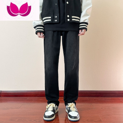 七斓春季黑色直筒牛仔裤男修身高弹力2023新款美式vibe高街潮牌长裤子