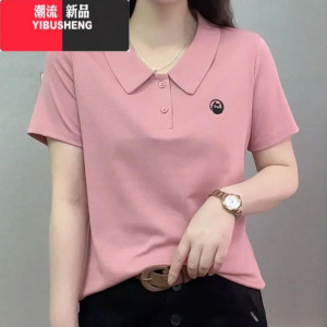 YIBUSHENG女装季娃娃领短袖T恤打底衫新款女洋气休闲显瘦减龄小衫