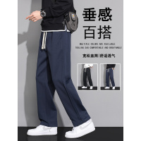 男士裤子春秋款新款直筒百搭垂感运动休闲裤卡其宽松潮流长裤
