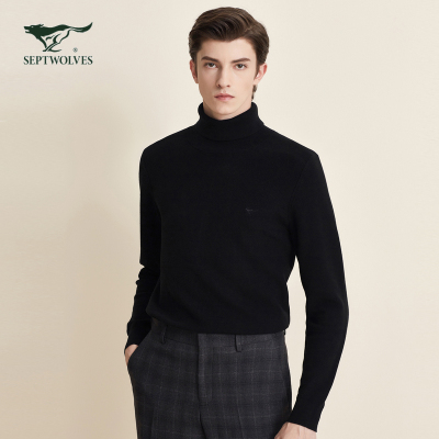 七匹狼男士基础款高领长袖毛衫20秋冬简约多色男士线衫