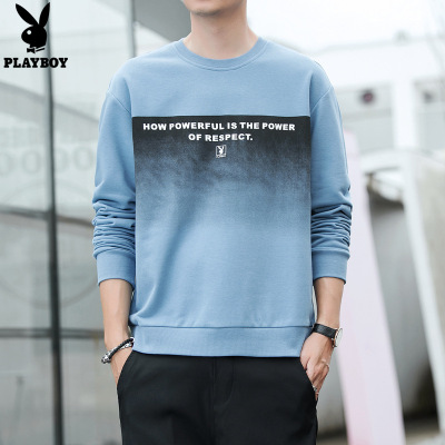 花花公子圆领卫衣男2021韩版潮流印花港风长袖百搭打底衫