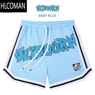 HLCOMAN短裤反转篮球裤夏季宽松美式潮牌训练四分裤男跑步网眼运动裤