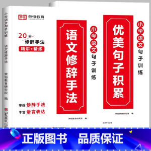 [小学通用/全2册]优美句子积累+修辞手法 小学三年级 [正版]荣恒小学语文句式训练大全一二三四五六年级扩句仿句组词造句