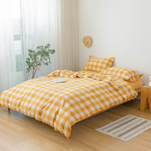 婵思 水洗棉圣诞系列格子四件套