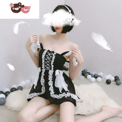 绿彩虹光维密性感蕾丝女仆制服情趣内衣激情床上诱惑骚衣服大码套装维密佣黑白女佣均码