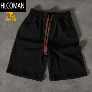 HLCOMAN搞钱做慈善 褶皱冰丝短裤男夏季薄款速干沙滩裤子运动五分中裤子