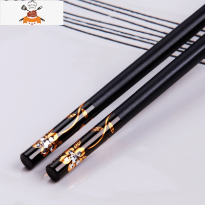筷子家用家庭防滑快子分用可高温不发霉一人一色钛10合金 敬平 炫彩 花开富贵 黑色底金花 10双