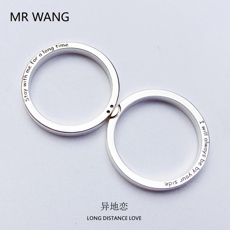 kamixiwa字母刻字戒指情侣对戒笑脸戒指手工定制情侣戒指私人订制个性