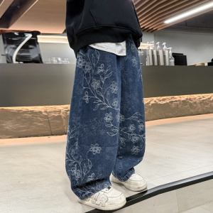 男童春装牛仔裤春秋款2026新款大儿童装痞帅宽松休闲直筒阔腿裤子