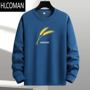 HLCOMAN男士卫衣华棉加大码加绒上衣胖子圆领内搭打底款加厚T恤2024