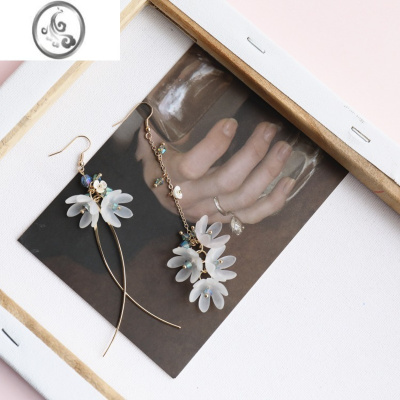 JiMi韩版新款山茶花瓣耳环复古超仙森系文艺花朵耳坠耳饰品无耳洞耳夹