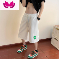 七斓美式休闲短裤男士夏季潮牌宽松大码中裤子薄款外穿运动五分大裤衩