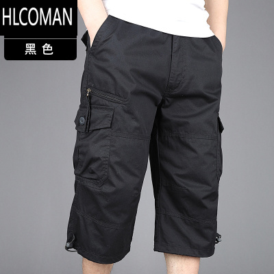 HLCOMAN夏季七分裤男士精梳休闲工装短裤宽松大码多口袋户外中裤薄款
